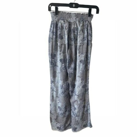 Rewash Wide Leg Smocked Waist Pants S Linen Blend Blues Boho Raw hem pockets - Picture 2 of 7